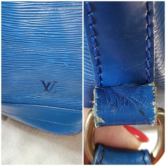 Authentic Louis Vuitton Epi Noe Blue Bucket Bag with Dust Bag Blue Good Conditio - Picture 12 of 15